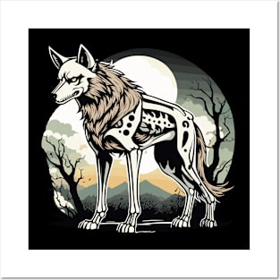 Wolf Skeleton Illustration Posters and Art